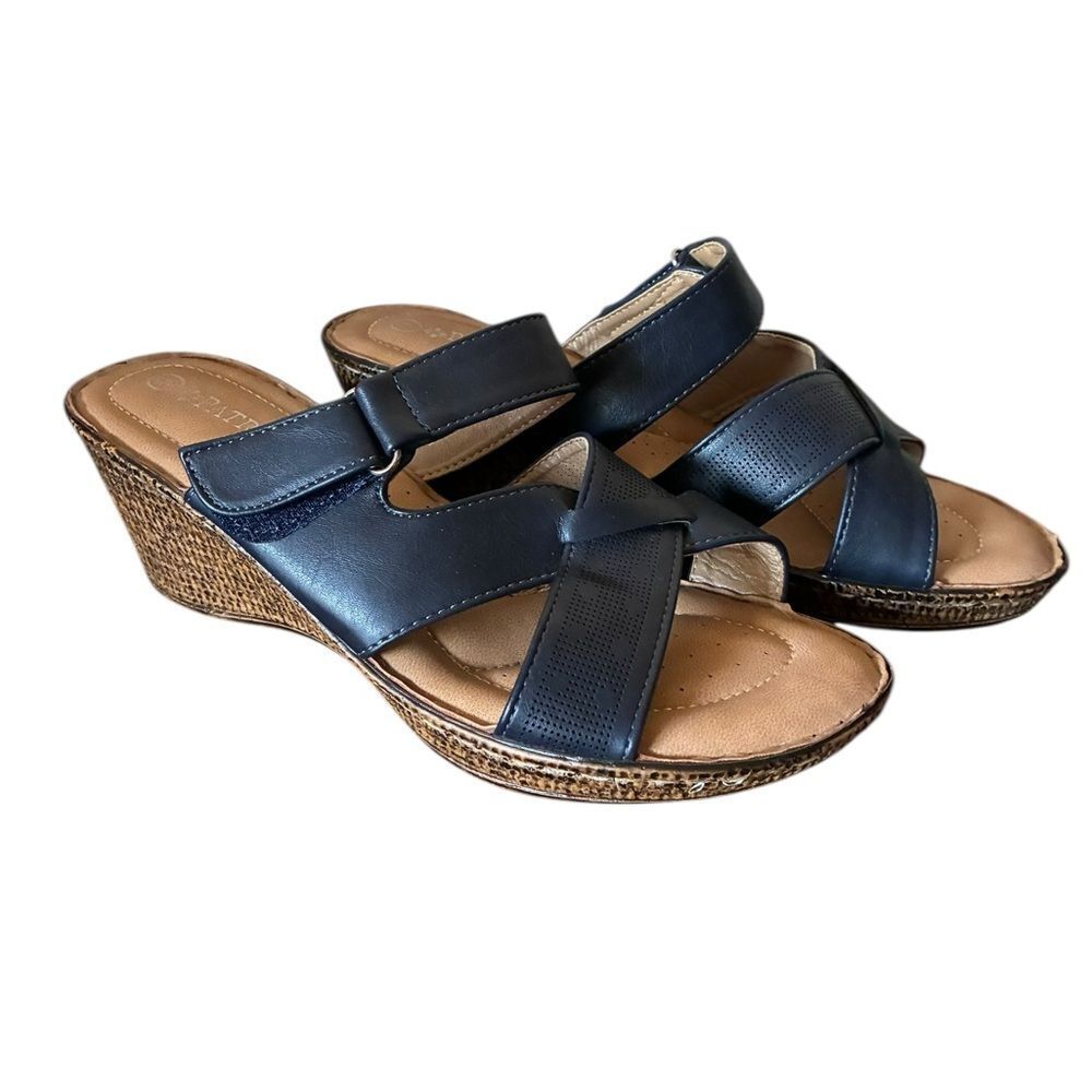 Patrizia Black Wedge Sandals Woman’s Size 9